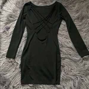 Black sexy backless straps mini dress